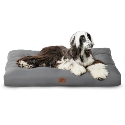 Imagen de Bedsure Cama Perro Impermeable Extra Grande 120x90x10 cm Colchón Lavable, Cojín Antipelo y Suave, Gris Oscuro, XXL