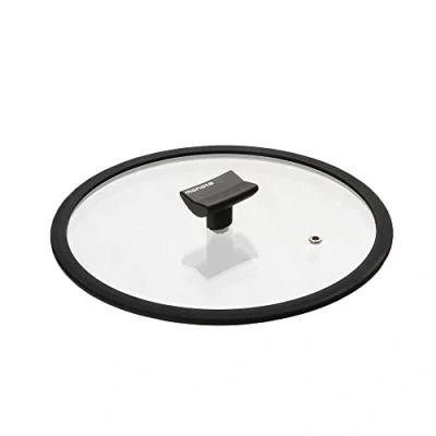 Imagen de Moneta Coperchio Piatto, Bordo in Silicone e pomolo reggimestolo, 32 cm, Transparent And Black, 0004124532