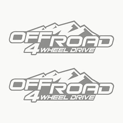 Imagen de Autodomy Pegatinas 4x4 Off Road 4 Wheel Drive Todoterreno Pack 2 Unidades para Coche (Plata)