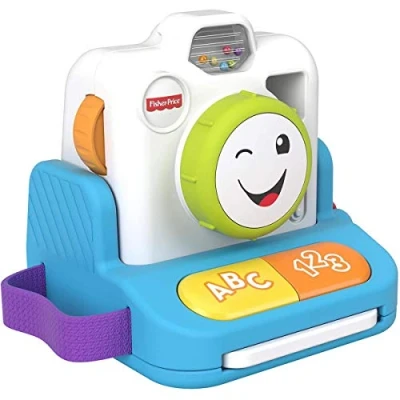 Imagen de Fisher Price Risa/Despertar Mi Primera Cámara Instantánea/Juguete Musical Versión Francesa para Bebé de 6 a 36 Meses Gmx43, Multicolor, 1 Unité (Lot 1) (Mattel
