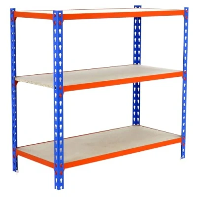 Imagen de Simon Rack Estanteria Metalica, 900x1200x500 mm, 3 Baldas de Madera, 200 kg Punto Flexión, Estanterias Almacenaje, Azul/Naranja/Madera Maderclick