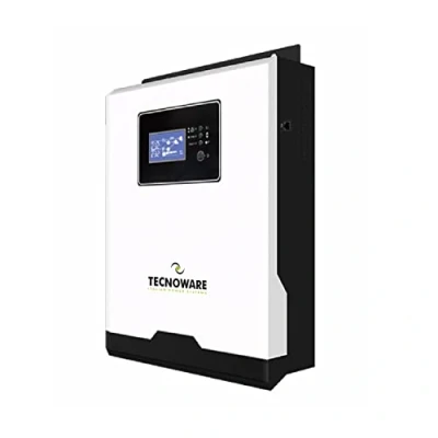 Imagen de Tecnoware Power Systems Inversor Híbrido Solar 1200VA Onda Sinusoidal Pura Controlador MPPT 15V 80V Cargador Inteligente Software Watchpower Batería Recargable 12V 7Ah, Blanco,