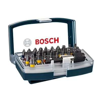 Imagen de Bosch 2607017359 Juego de puntas destornillador con clip para cinturón (32 unidades), color plateado