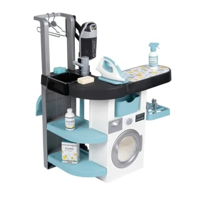 Imagen de Smoby Centro de Lavado Rowenta, 3 en 1: Lava, aspira y Plancha. Aspirador Escoba Rowenta con Sonido, Plancha Mucho más, 17 Accesorios. A Partir años. ( 7600330320)