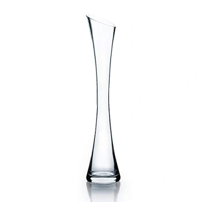 Imagen de WGV Maria Bud Vase, Width 3&quot;, Height 15.75&quot;, Clear Tall Slant Cut Opening Gathering Concaved Glass Floral Container Centerpiece for Wedding Party Event Home Office Decor, 1 Piece