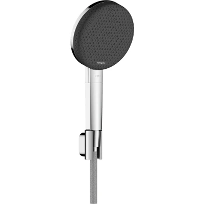 Imagen de hansgrohe Raindance Alive Select S 24611000 Juego de ducha con cabezal ahorro agua (EcoSmart, 3 tipos chorro, incluye PowderRain), manguera (1,60 m) y soporte para