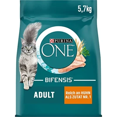 Imagen de PURINA ONE Bifensis Adult Comida para Gatos Seca, Rica en Pollo, 1 Unidad (1 x 5,7 kg)