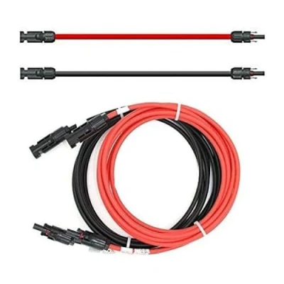 Imagen de Solartronics Cable de Extensión 6mm ² Incl. Conector Solar 2x1m Certificado Alargador Ambos Lados Rojo/Negro Fotovoltaico con Enchufe