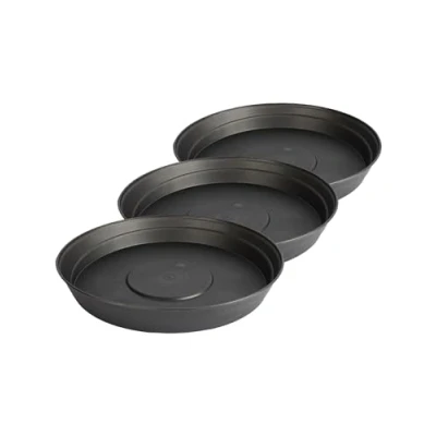Imagen de Garronda Platos para Macetas de Plástico Redondos GD 0023 (3 Piezas Grafito, ⌀ 34cm H 5cm)