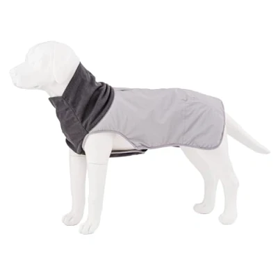 Imagen de HUGO &amp; HUDSON Chaqueta de Invierno para Perros Abrigo térmico vellón cálido Mascotas a Prueba Viento con Orificio Correa, Gris, XS25