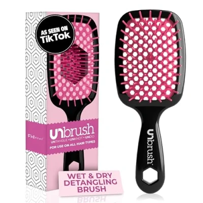 Imagen de FHI HEAT Unbrush Wet &amp; Dry Cepillo para desenredar el cabello con ventilación, color rosa