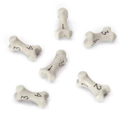 Imagen de Set de Dados rol D4 Seis 4 Caras DND Temáticos Calavera y Huesos para Dungeons and Dragons/Dragones Mazmorras, Warhammer, D&amp;D, Pathfinder, MTG (Blanco)