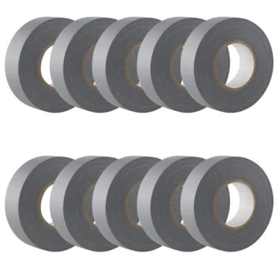 Imagen de GTSE Cinta aislante gris de 19 mm x 20 m para instalaciones eléctricas Autoadhesiva y resistente proteger, agrupar reparar cables 10 Rollos