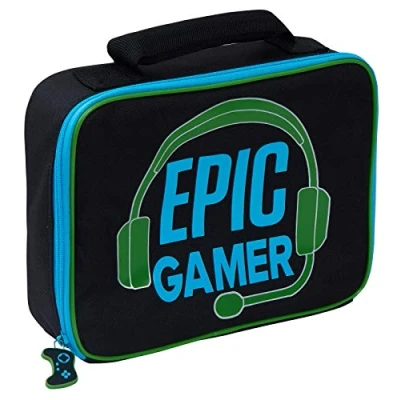 Imagen de Epic Gamer Lonchera aislada para niños, adolescentes y adultos, con soporte botellas, fácil de limpiar asa transporte fuerte, Negro, Taille unique