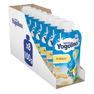 Imagen de Nestlé Yogolino Lácteo infantil Plátano, Desde 6 Meses, 8 Bolsitas de 100 g