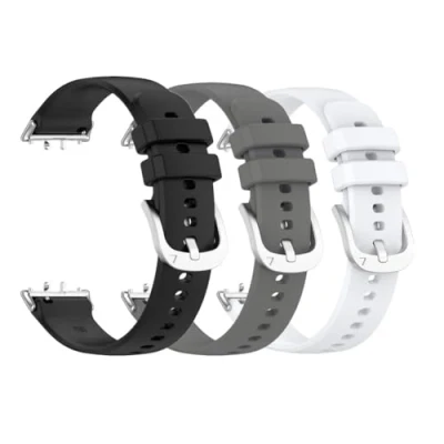 Imagen de Waekethy Correas para Samsung Galaxy Fit 3 SM R390, Silicona Suave Correa Reloj Deporte Smartwatch Reemplazo Pulsera Compatible con R390 (Negro+gris+blanco)