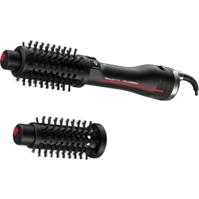 Imagen de Cepillo de aire caliente Rowenta x Karl Lagerfeld CF961L K/Pro Stylist, 750 W, Pro Dual Motion, Keratin &amp; Glow, 2 cepillos, Negro y rojo