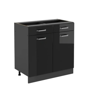 Imagen de Vicco Mueble bajo de Cocina R Line, Negro Brillo Intenso/Antracita, 80 cm sin encimera