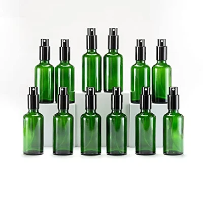 Imagen de Yizhao Verde Bote Spray Pulverizador Cristal 50ml, Pequeño con Fina Niebla, para Aceite Esencial, Aromaterapia, Perfume,Limpieza, Viaje, Agua,Farmacia, Laboratorio 12Pcs