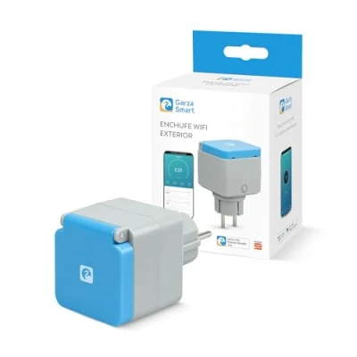 Imagen de Garza Enchufe Exterior WiFi, IP44 Resistente al Agua, Control por Voz Alexa y Google, Medidor de Consumo, Temporizador, 3680W, App Móvil, Dual Band 2.4/5GHz, Bluetooth, 3 Años Garantía