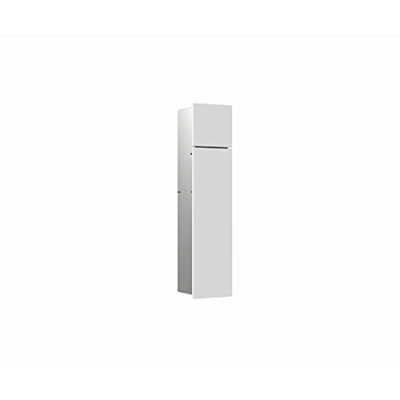Imagen de Emco Asis Pure Mueble de baño con Soporte para Papel higiénico y Compartimento, Armario Alto función Empuje Abrir, Tope a la Derecha, Color Blanco Mate