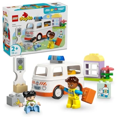 Imagen de LEGO Duplo Mi Ciudad Ambulancia y Conductor de Juguete, Juego Emociones rol, Desarrollo la Motricidad Fina, Regalo para Niños Niñas 2 Años o Más, Kit Médico Infantil 10447