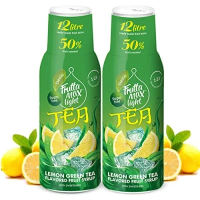 Imagen de 2 paquetes Light Bajo en carbohidratos Jarabe de fitness FruttaMax Azúcar Cero con Stevia 50 60% Contenido Fruta (2x500ml) (2 x Té Verde Limón Light)
