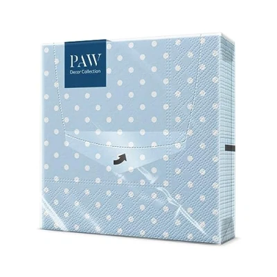 Imagen de PAW Servilletas Papel 3 Capas (33 x 33 cm) I 20 Unidades con Diseño de Cumpleaños Niña y Niño Decoradas para Cumpleaños, Fiesta Color: Dots (light blue)
