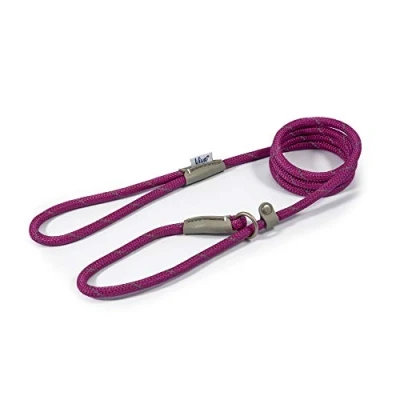 Imagen de Ancol Viva Cuerda Reflectante y Correa de Piel auténtica, 120 x 1,2 cm, Color Morado