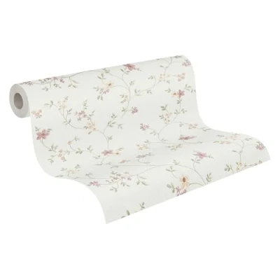 Imagen de A.S. Création Papel de Pared no Tejido Pintado Floral en Colores Variados, Verde y Crema para Diversas Habitaciones 10,05 m x 0,53