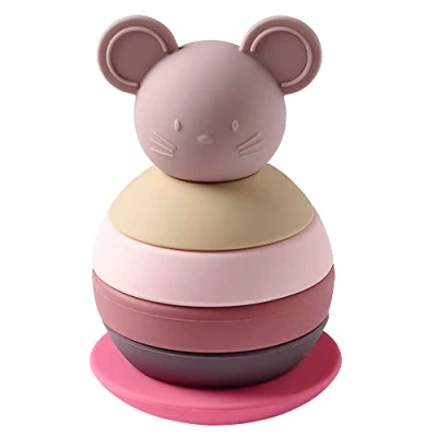 Imagen de Nattou Juguete apilable de silicona, 6 piezas para niños pequeños, Sin BPA, aprox. 15 cm, Silicon, Rosa