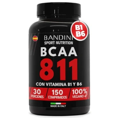 Imagen de Bandini® BCAA 8.1.1 Aminoácidos de Cadena Ramificada 8:1:1 con Leucina, Isoleucina, Valina y Vitamina B1 B6 Sin Lactosa Vegano Suplemento Pre Post Entrenamiento 150 comprimidos