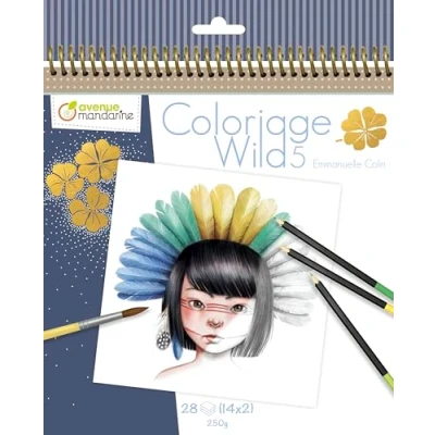 Imagen de Clairefontaine ES Avenue Mandarine GY120C Wild, 5ª edición de papel dibujo 250 g, con hojas microperforadas, 28 (14 dibujos x 29, para niños a partir 5 años, 1 unidad