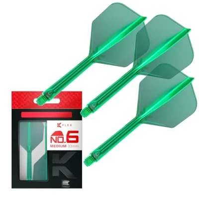 Imagen de Target Darts K Flex Integrated Dart Flight and Shaft, No.6 Verde (Medio) Lote de 3 Plumas y Caña para Dardos No 6, Moldeado Precisión 2 en 1 Accesorios Profesionales