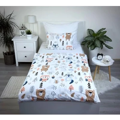 Imagen de Theonoi Juego completo de ropa cama infantil 100 x 135 cm y funda almohada 40 60 cm, algodón, certificado Öko Tex Standard para niños niñas (animales del bosque)
