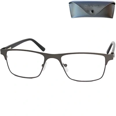 Imagen de Mini Brille Gafas de Lectura con Cristales Rectangulares, Montura Cuadradas Acero Inoxidable (Grafito), Funda incluye, Para Leer Hombre y Mujer +2.0 Dioptrías