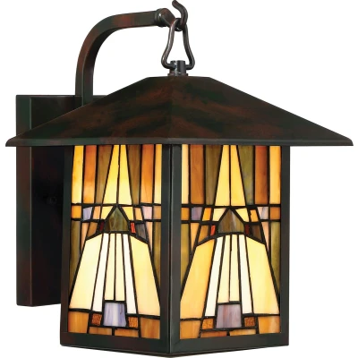 Imagen de QUOIZEL Aplique exterior Inglenook, vidrio color H 31,4 cm