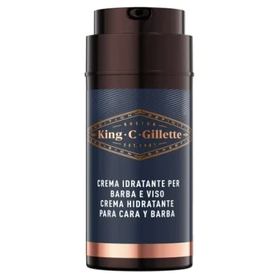 Imagen de King C. Gillette Crema hidratante facial para hombre y barba, cuidado de con vitamina B, 1 paquete 100 ml, ideal barba hombre, idea regalo