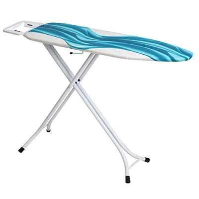 Imagen de Tabla de Planchar Mabel Home, Altura Ajustable, Deluxe, 4 Patas + Funda Extra, Estampado Azul y Blanco