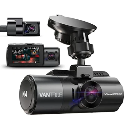 Imagen de VANTRUE N4 Dashcam Cámara de Coche 4K Frontal, 3 Lentes 2.5K+2.5K+1080P, visión Nocturna infrarroja IR, Modo estacionamiento 24/7, WDR 2,45 Pulgadas, supercondensador, Sensor G, Máximo 512G