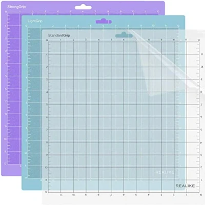 Imagen de REALIKE Bases de Corte 3 uds 12X12 Adherencia Cutting Mat para Todas las Máquinas Silhouette Cameo y Cricut (Mutil)
