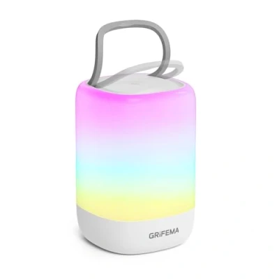 Imagen de GRIFEMA Lámpara de Mesa Recargable para Dormitorio, Luz Nocturna LED Táctil con Cambio Colores RGB, Noche Batería 15H, Carga USB C, Temporizador, Portátil Habitación, Camping