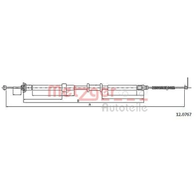 Imagen de METZGER 12.0767 Cable de Freno Mano Atrás izquierda 1427 / 1157 COFLE
