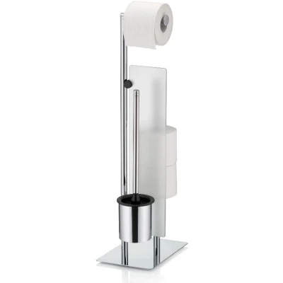 Imagen de kela Juego de WC con portarrollos y Repuesto 71cm, escobillero Abierto, Disco Separador Style, Metal Brillante