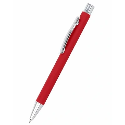 Imagen de Online bolígrafo de metal suave, retráctil aluminio, mina intercambiable, tinta negra, indeleble, rojo clásico con tacto clip plateado