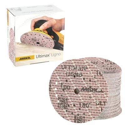 Imagen de Mirka Ultimax Ligno Ø 125mm discos de lija Velcro Multifit/grano 100/100 piezas/multiperforación/para lijar superficies madera