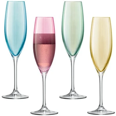 Imagen de LSA International Copa de Champán, Polka, Pastel Surtido, 225ml, Cristal, Multicolores, 4 Unidad (Paquete 1),