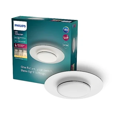 Imagen de Philips Plafón LED de Techo Garnet, 30W, 3100 Lúmens, Luz Blanca Cálida 2700k con tecnología SceneSwitch, Negro