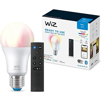 Imagen de Bombilla inteligente Wiz A60 60W E27, Luz blanca cálida a fría, WiFi y Bluetooth, Control por voz