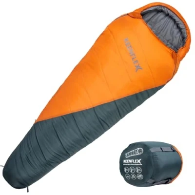 Imagen de KEENFLEX Saco de Dormir Tipo Momia 3 4 Estaciones (Orange +3.3 C)